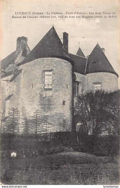 France Lucheux Castle Ruins Towers Somme vintage postcard