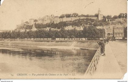 PC27078 Chinon. Vue Generale du Chateau et du Pont. LL. No 14
