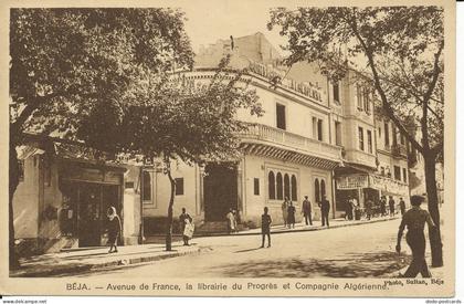 PC38217 Beja. Avenue de France La Librairie du Progres et Compagnie Algerienne.