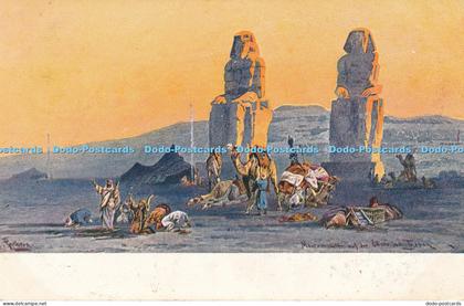 R034843 Old Postcard People and Camels Statues
