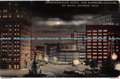R334699 Pontchartrain Hotel and Hammond Building By Night Detroit Mich Wolverine
