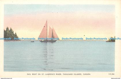 R366147 Canada Thousand Islands Sail Boat on St Lawrence River Valentine Black B