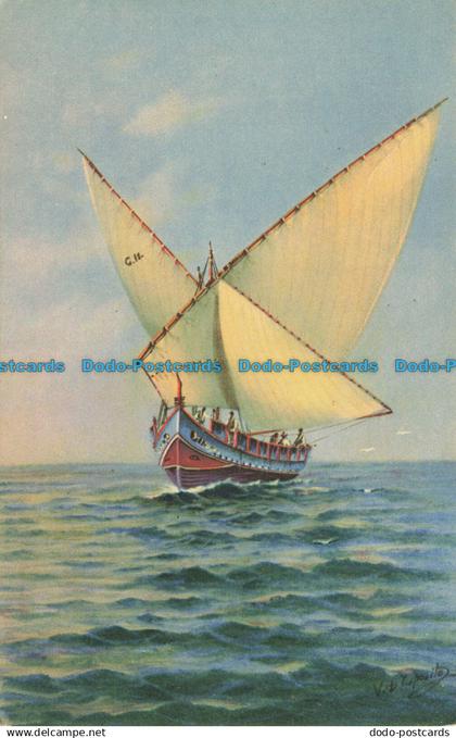R625181 Sailing Boat. Malta. Central Library. Malta Pictures Series