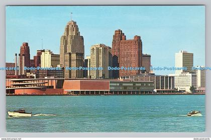 R810644 Detroit. Michigan. Detroit River Skyline. Plastichrome by Colourpicture.