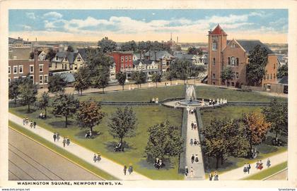 US Washington Square Newport News Virginia vintage postcard