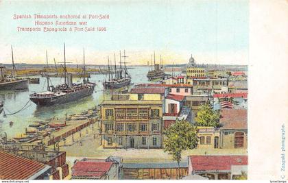 A621 Egypt Spanish Transports Anchored Port Said Hispano American War postcard