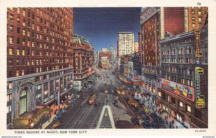B028 US New York City Time Square at Night vintage postcard