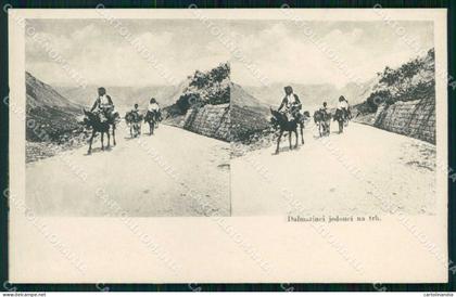 Croazia Croatia Dalmazia Dalmacija Uomini su Asini Stereoview cartolina RT6979