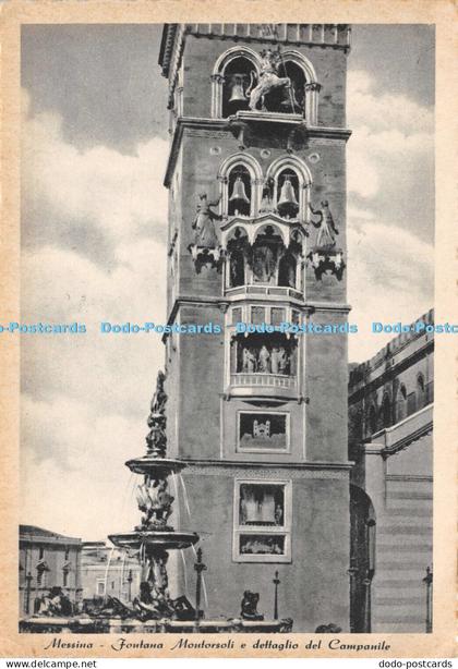 D024213 Messina. Fontana Montorsoli e dettaglio del Campanile. Carisme. Messina