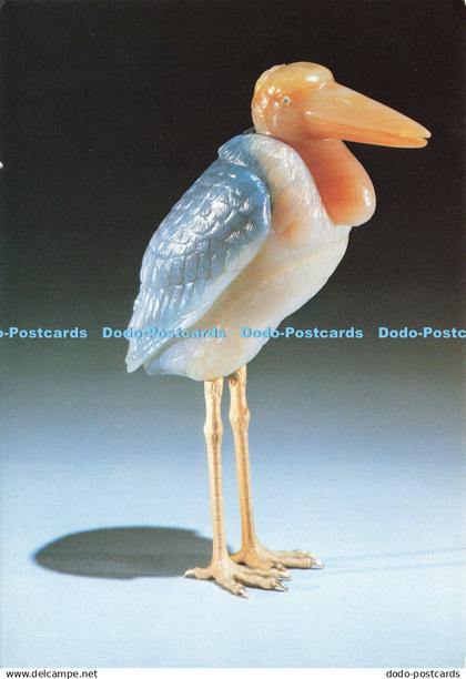 D198545 Faberge Maribou Stork in Vari Coloured Grey Brown Agate with Rose Diamon