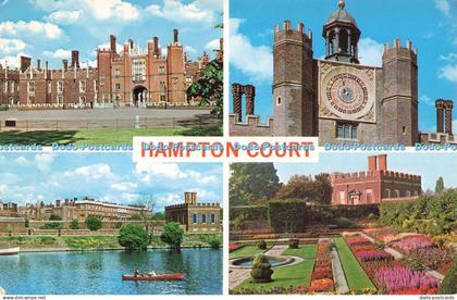 D250262 Hampton Court Sunken Gardens with Pond Hampton Court Palace and Thames R