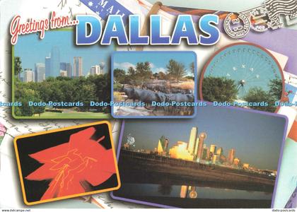 D267050 Greetings from Dallas Texas Dallas Skyline Pioneer Plaza Texas State Fai