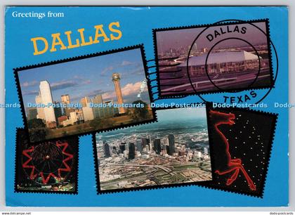 D333278 Greetings from Dallas. Dallas Skyline. Texas Stadium. Irving. Texas Stat