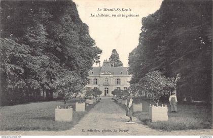 France Le Mesnil Saint Denis Le Chateau vu de la pelouse vintage postcard