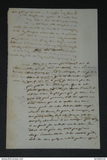 Jean-François BAYARD - LETTRE AUTOGRAPHE SIGNÉE À Mr DERVAL - "Péroline" - 1842