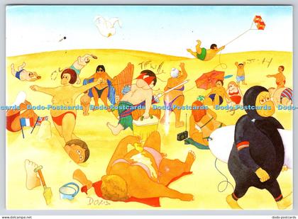 L359586 People at the Beach Aiken Graphics North Devon