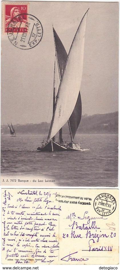 LAGO LEMANO - LAC LEMAN - SVIZZERA - SCHWEIZ - SUISSE - BARQUE - VIAGG. -84606-