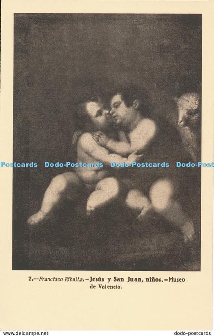 R005687 Postcard Francisco Ribalta Jesus y San Juan Ninos Museo de Valencia