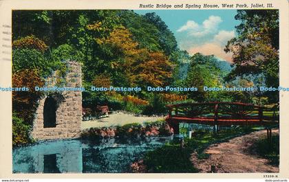 R015611 Rustic Bridge and Spring House West park Joliet III Harry F Beach 1952