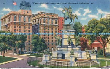 R020720 Washington Monument and Hotel Richmond Richmond Va Tichnor