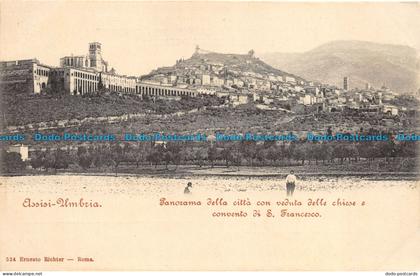 R081339 Assisi. Umbria. Panorama della citta con veduta delle chiese e convento
