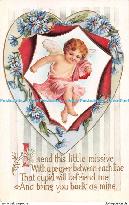 R300281 I send this little missive Angel Postcard