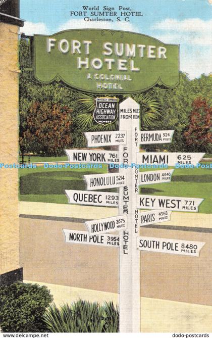 R406325 World Sign Post Fort Sumter Hotel Charleston S C E C Kropp 22067