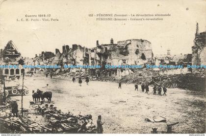 R612595 Guerre 1914 17 L C H Paris 653 Peronne Somme Germans devastation Nante
