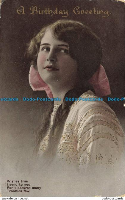 R625652 A Birthday Greeting. Wishes true I send to you. 1921