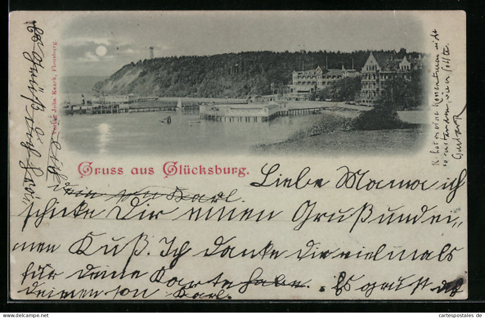 Mondschein-AK Glücksburg, Küstenpartie