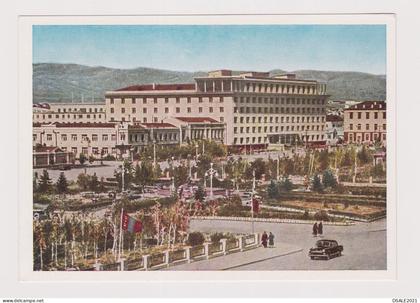 Mongolia Mongolei Mongolie Ulaanbaatar Hotel "Ulhan-Bator" View, Street with Old Car, 1960s Soviet USSR Postcard (66630)