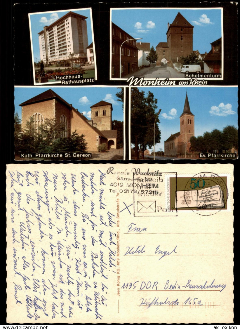 Monheim am Rhein Ortsansichten u.a. Hochhaus-Rathausplatz Schelmenturm    1981