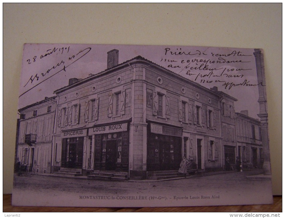 MONTASTRUC-LA-CONSEILLERE (HAUTE GARONNE) LES COMMERCES. LES MAGASINS. EPICERIE LOUIS ROUX AINE.