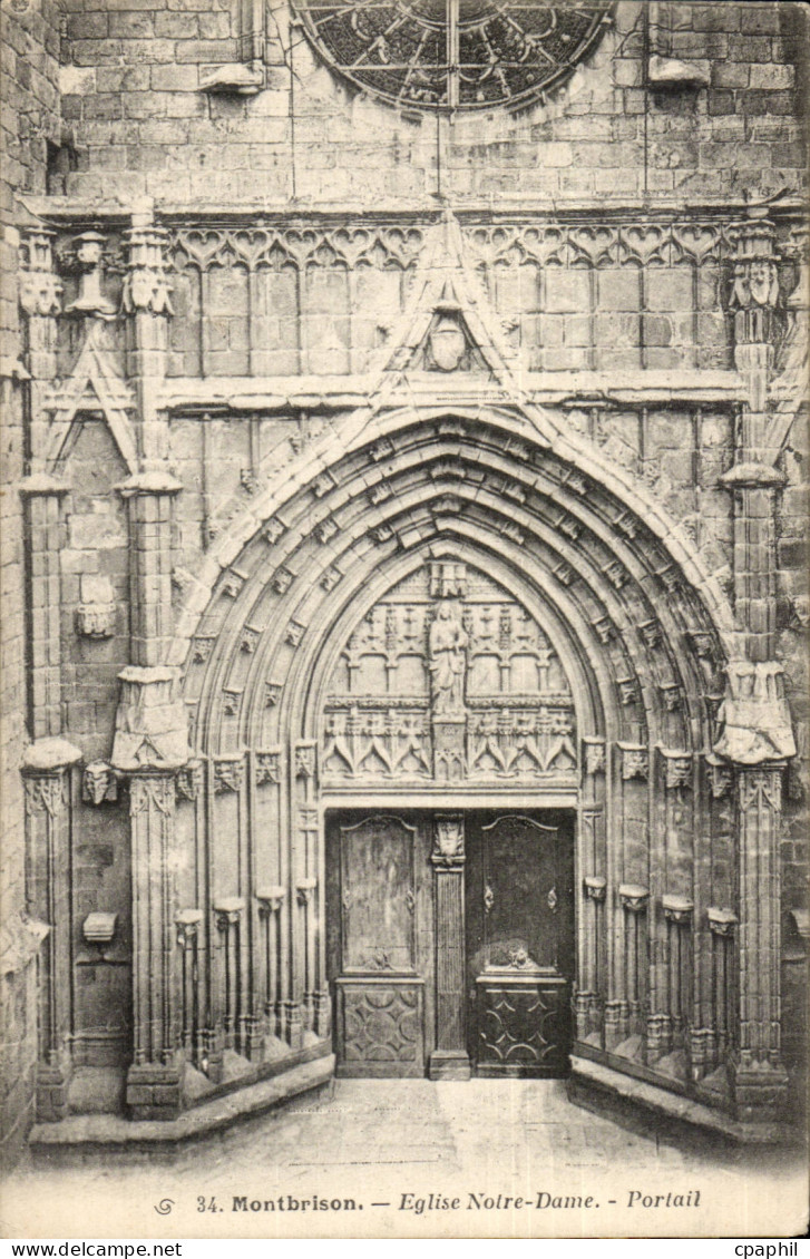 Montbrison CPA Eglise Notre DAme Portail