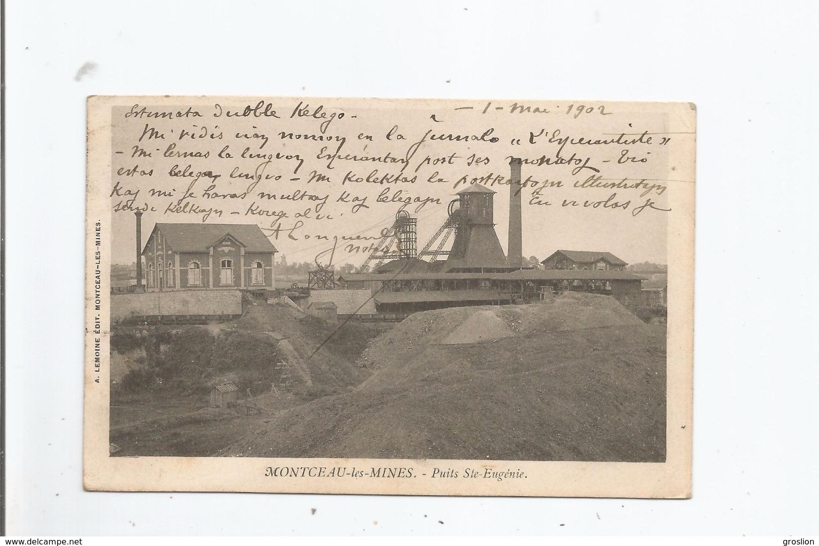 MONTCEAU LES MINES PUITS STE EUGENIE (THEME MINES MINEURS) 1902