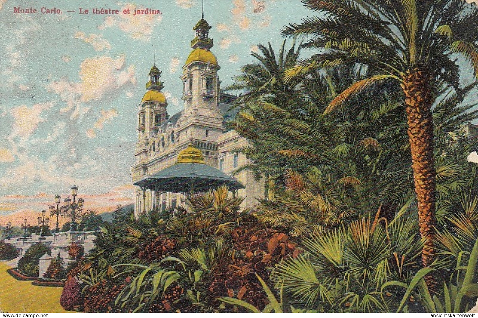 Monte Carlo La thêatre et Jardins glum 1910? #D2949