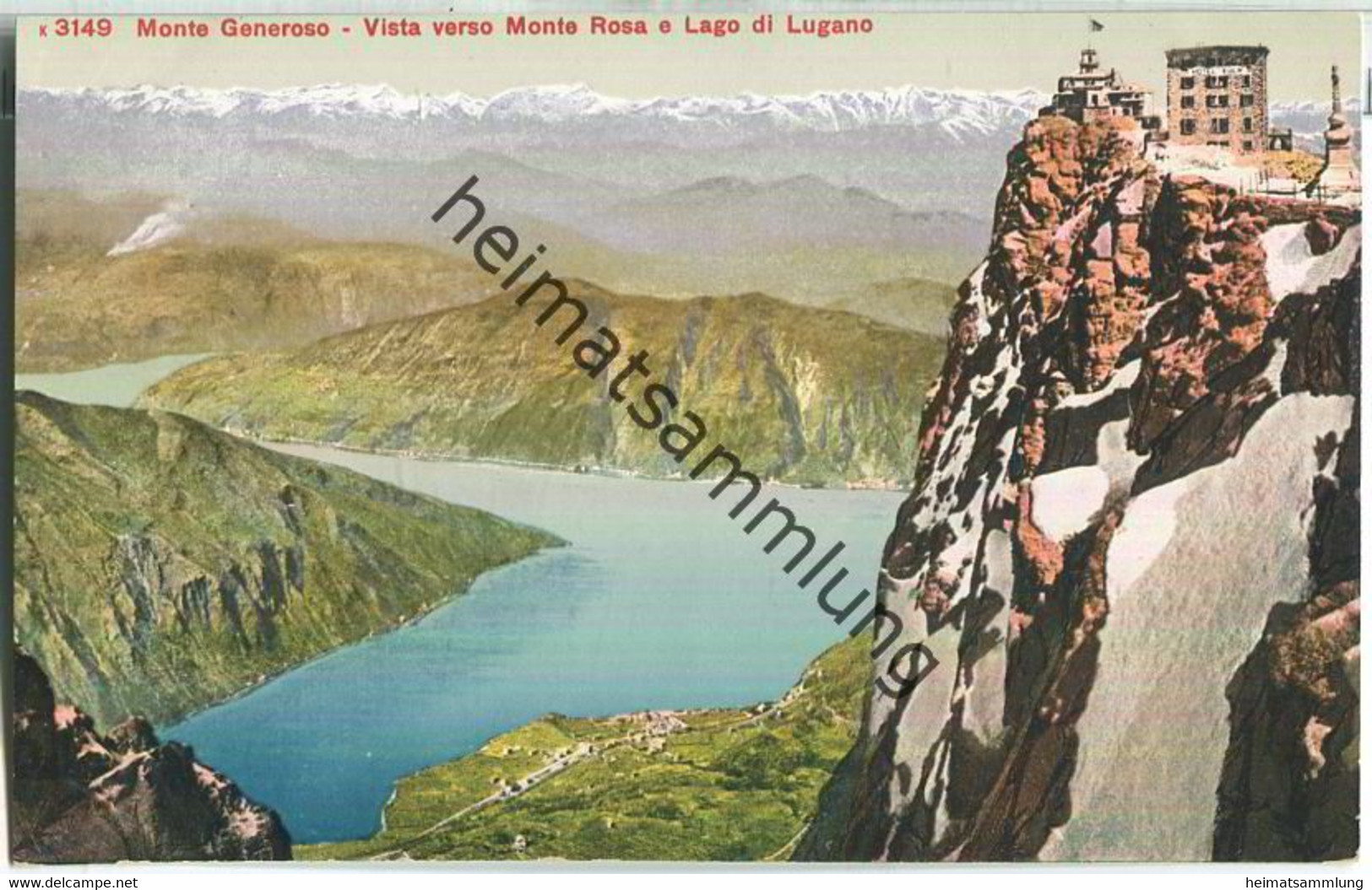 Monte Generoso - Vista verso Monte Rosa e Lago di Lugano - Edition Photoglob Zürich