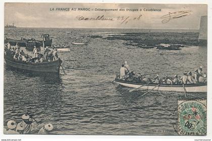 CPA - CASABLANCA (MAROC) - Débarquement des troupes à Casablanca