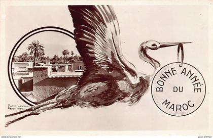 Maroc - Bonne Année du Maroc - Cigogne - Ed. Flandrin