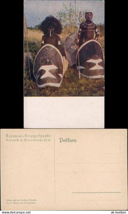 Mosambik Wagaia im Kriegsschmuck Typen Kolonie Deutsch Ostafrika DO 1914