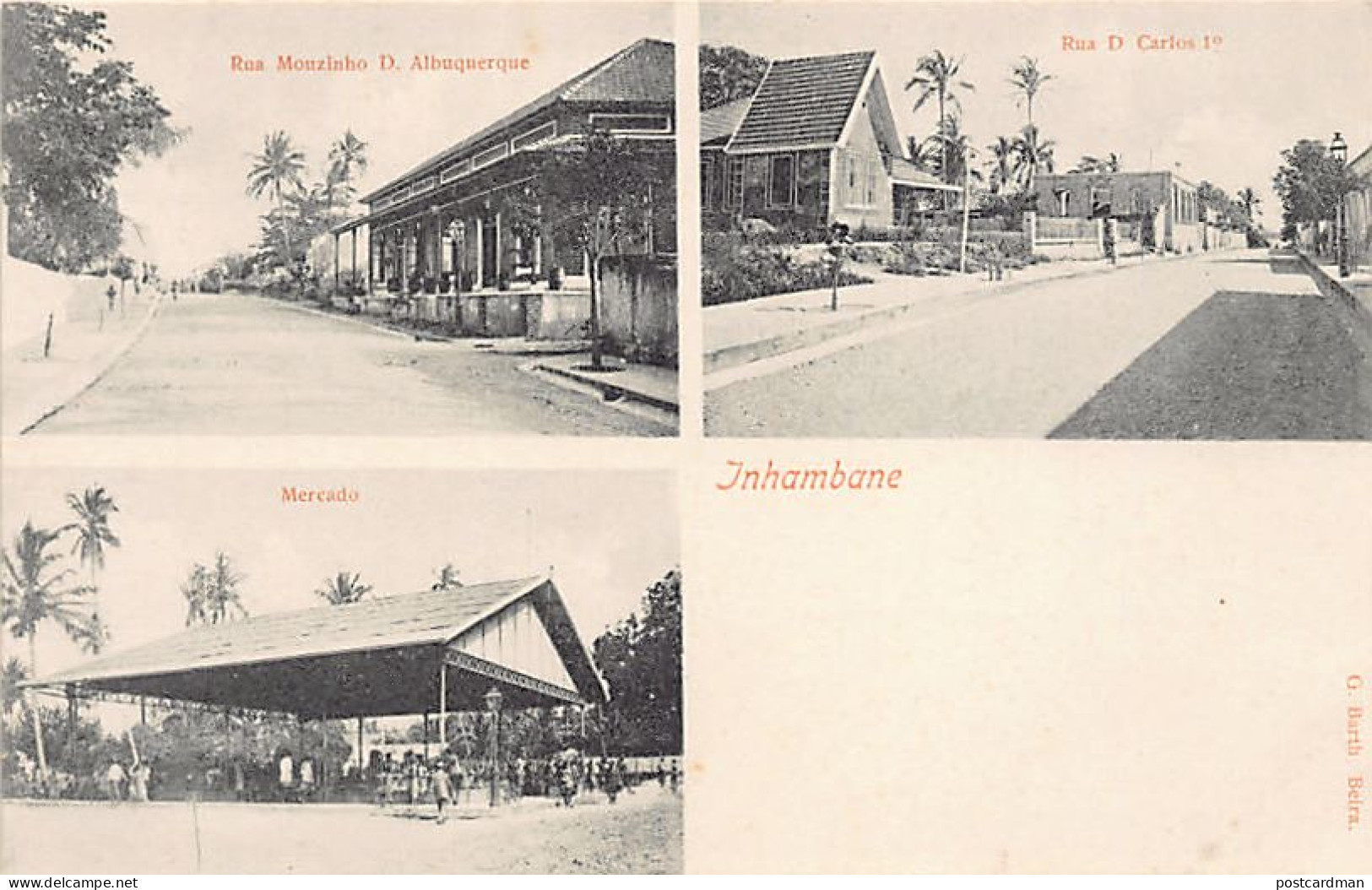 Mozambique - INHAMBANE - Rua Mouzinho D. Albuquerque - Rue D. Carlos 1.° - Mercado - Publ. unknown