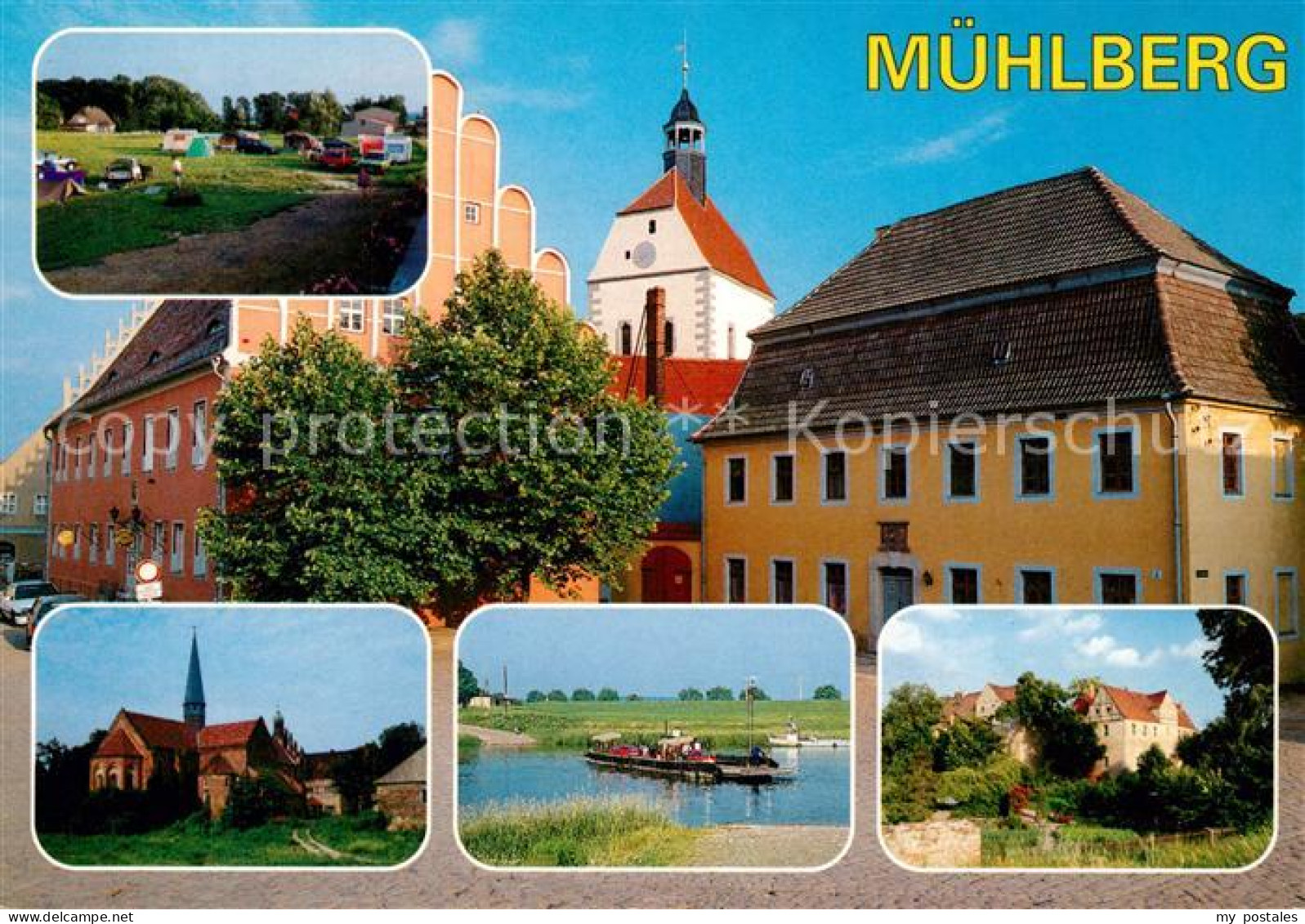 Muehlberg Elbe Rathaus Frauenkirche am Rossmarkt Camping Elbfaehre Schloss