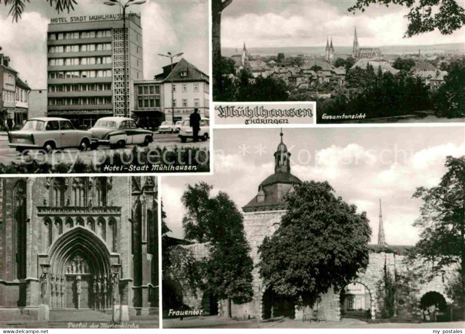 Muehlhausen Thueringen Panorama Hotel Stadt Muehlhausen Marienkirche Portal Frau