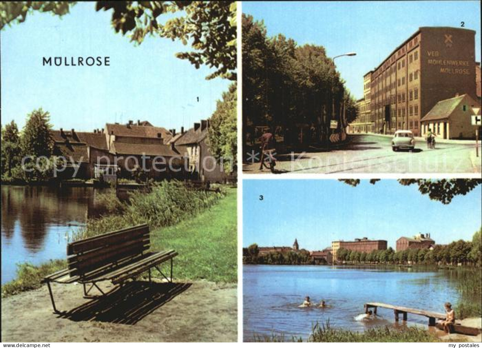 Muellrose Seepromenade Blick zur Muehle Blick von der Seepromenade auf die Stadt
