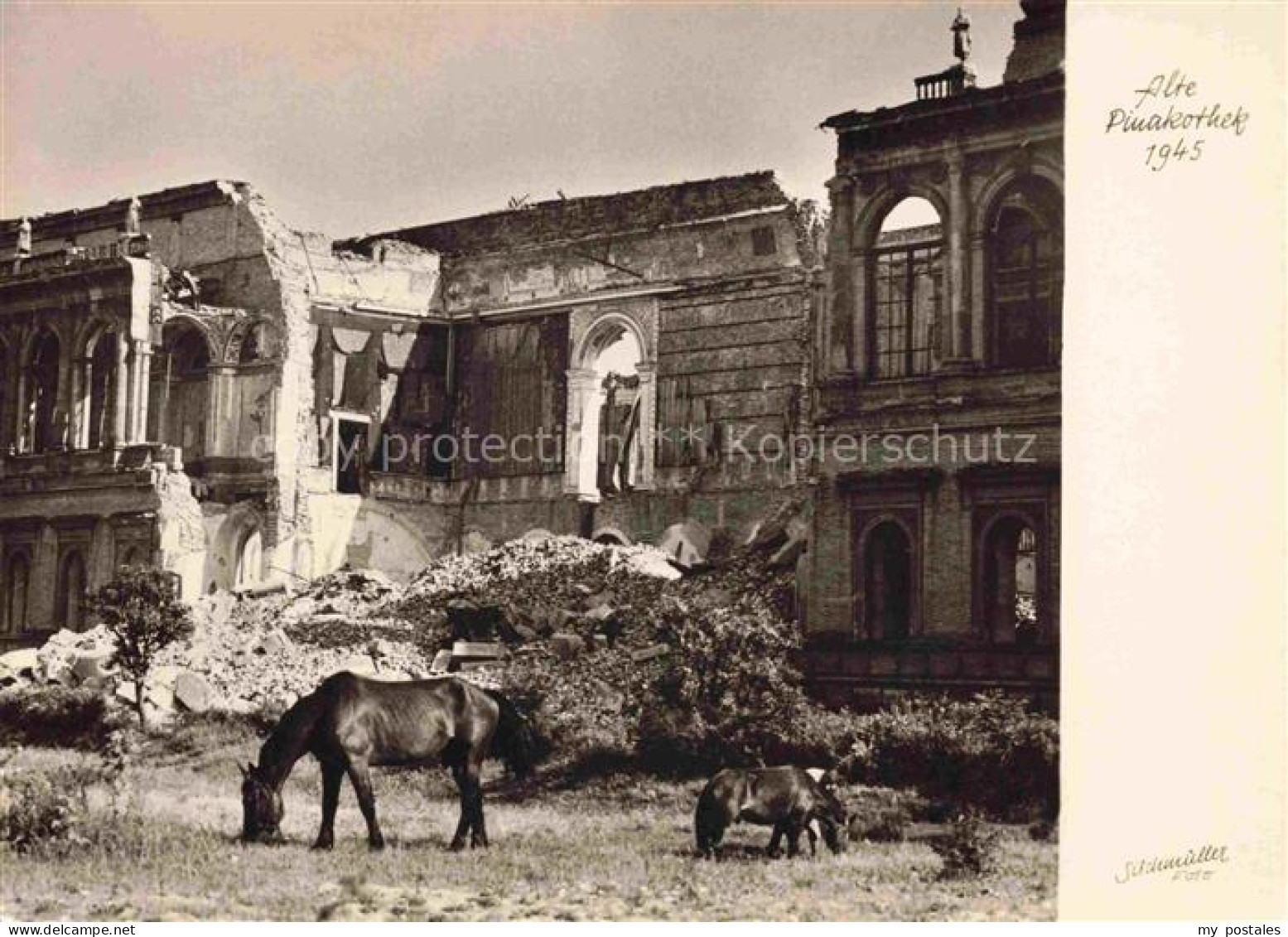 MueNCHEN  Bayern Alte Pinakothek im zerstoerten Muenchen 1945