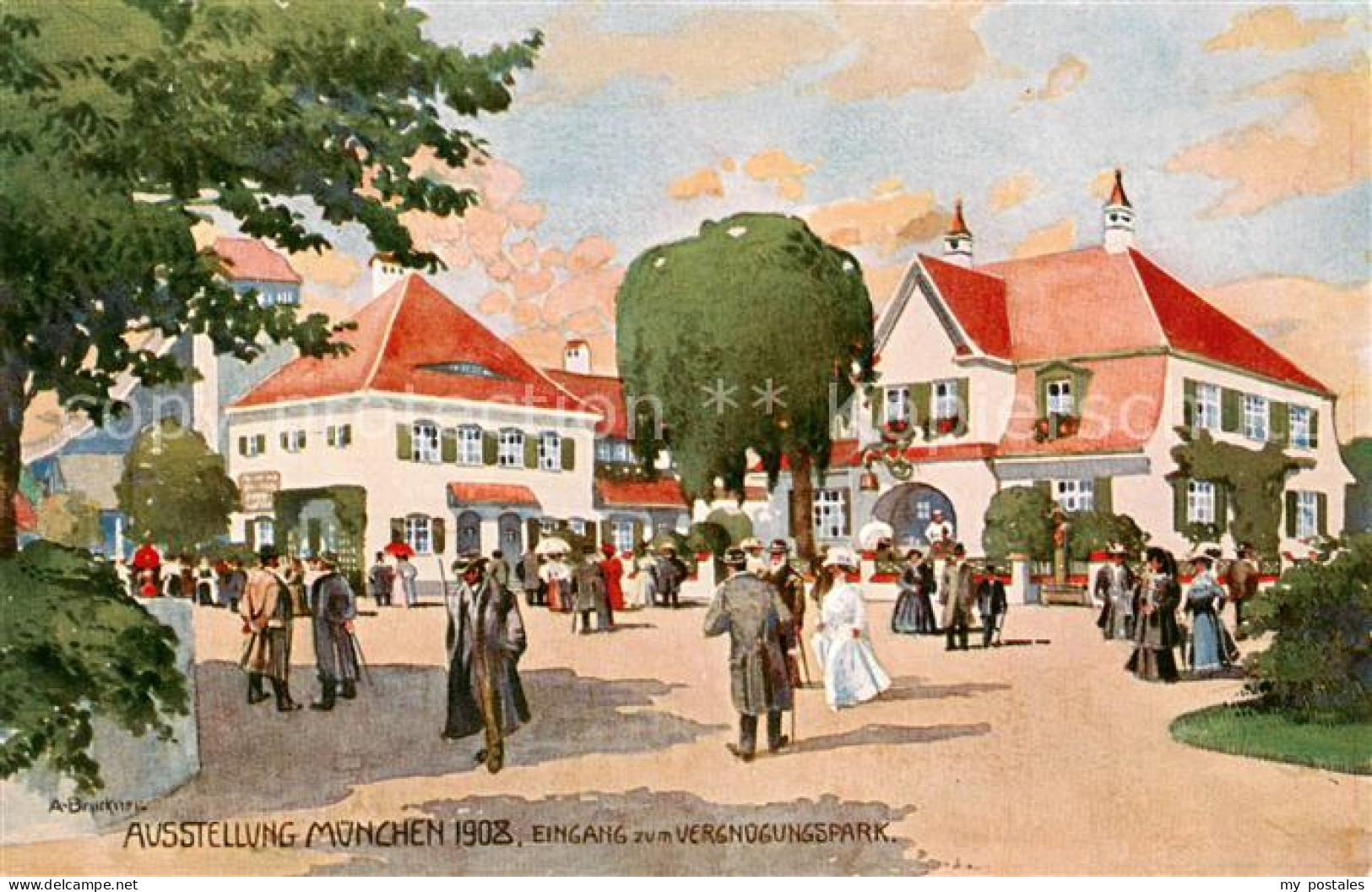 Muenchen Bayern Ausstellung Muenchen 1908 Eingang zum Vergnuengungspark Kuenstle