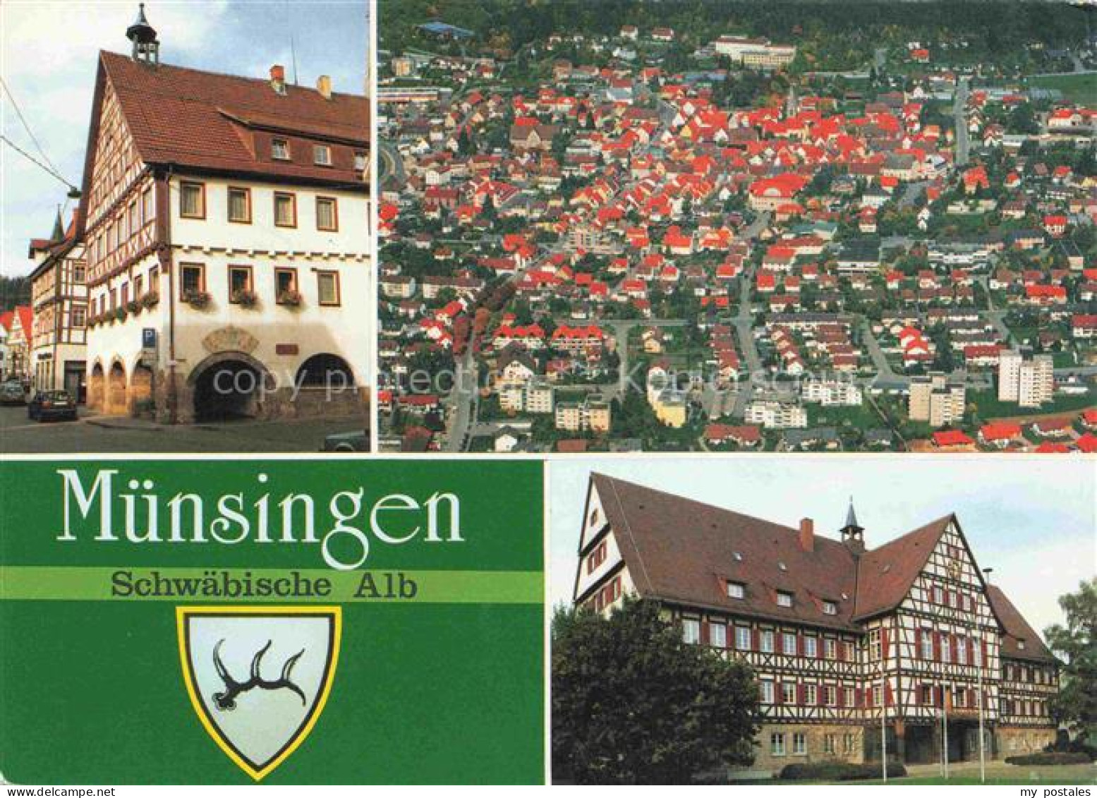 Muensingen BW Altstadt Fachwerkhaeuser Luftaufnahme