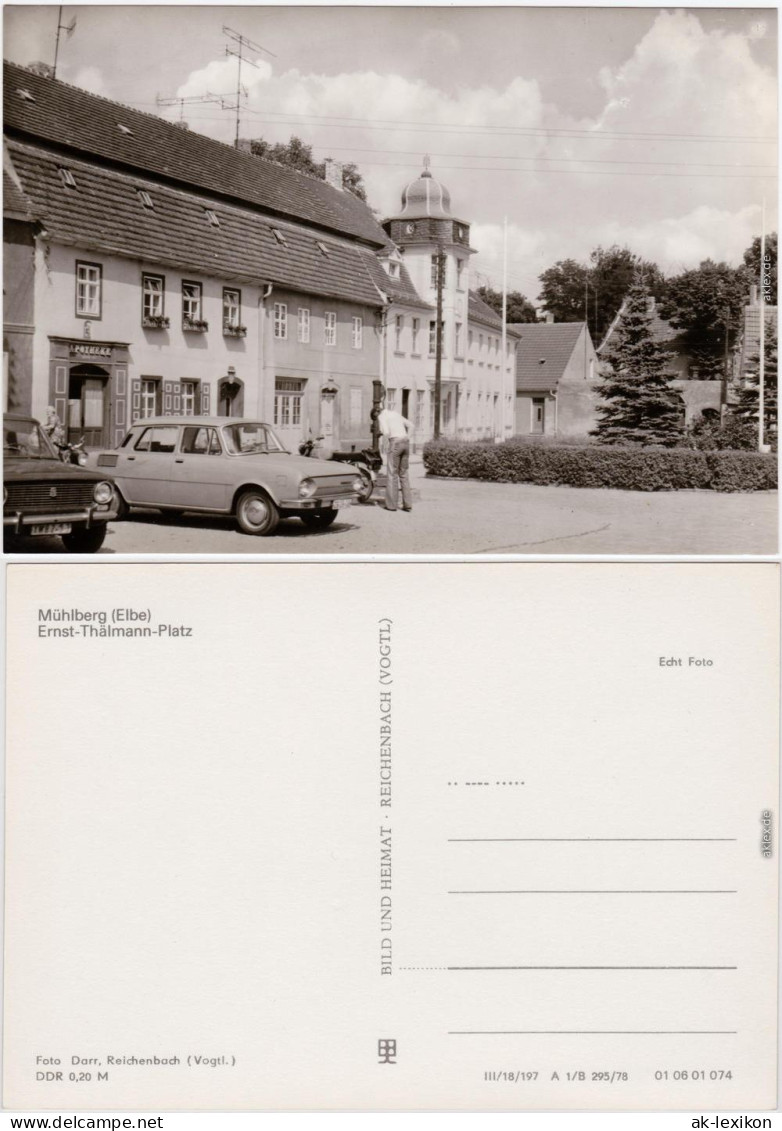 Mühlberg Elbe   Marktpatz / Ernst-Thälmann-Platz Foto Ansichtskarte  1978