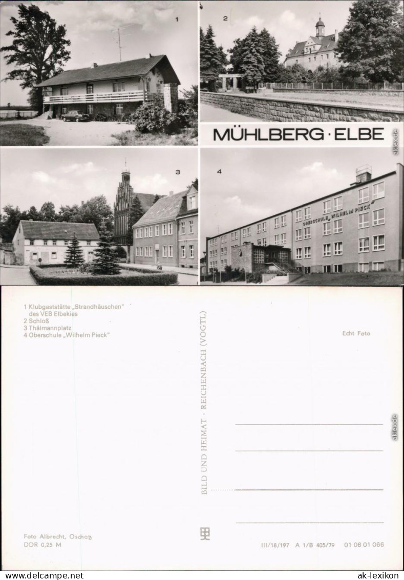 Mühlberg Elbe Miłota Klubgaststätte, Schloss, Thälmannplatz, Oberschule 1979