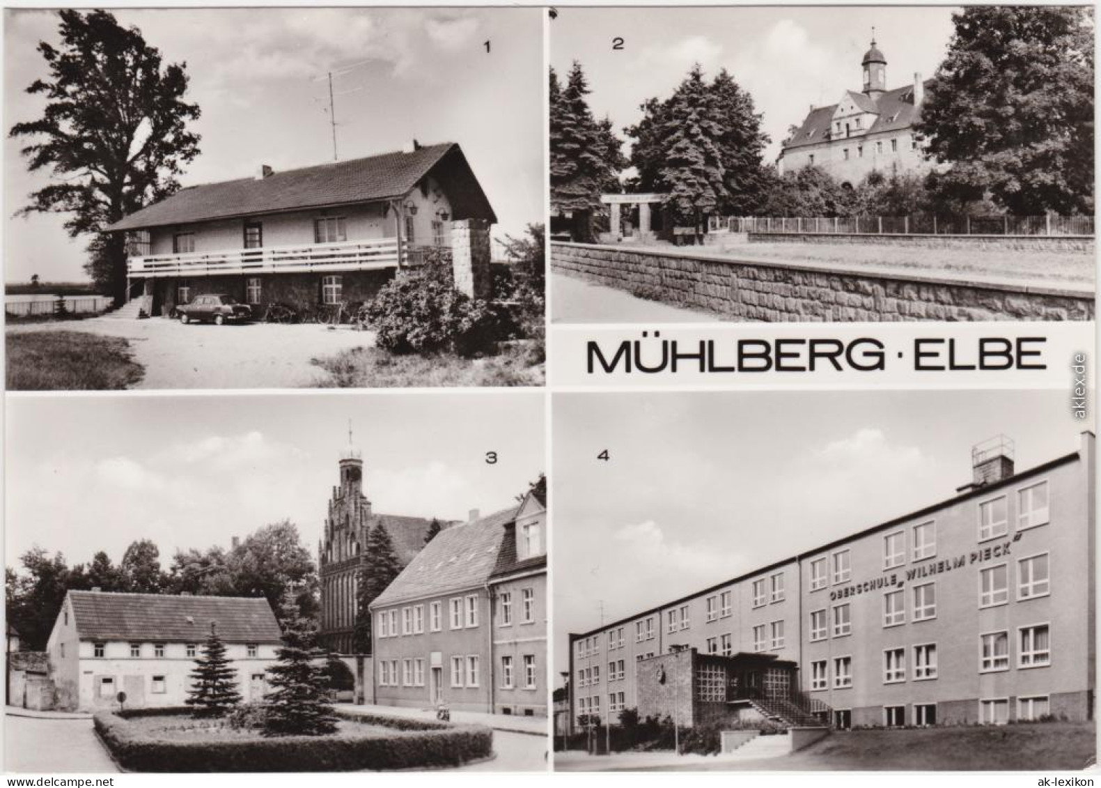 Mühlberg Elbe Miłota Klubgaststätte, Schloß, Thälmannplatz, Oberschule 1979